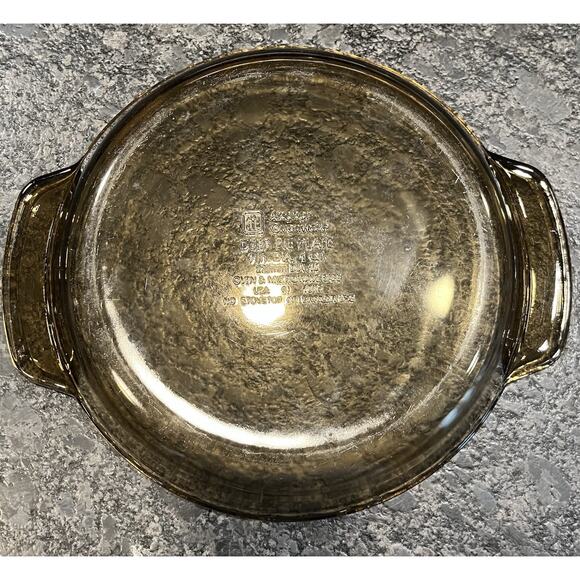 Anchor Hocking Ovenware 9” Amber Brown Glass Deep Pie Plate Scalloped Edge #1075 - Picture 3 of 6